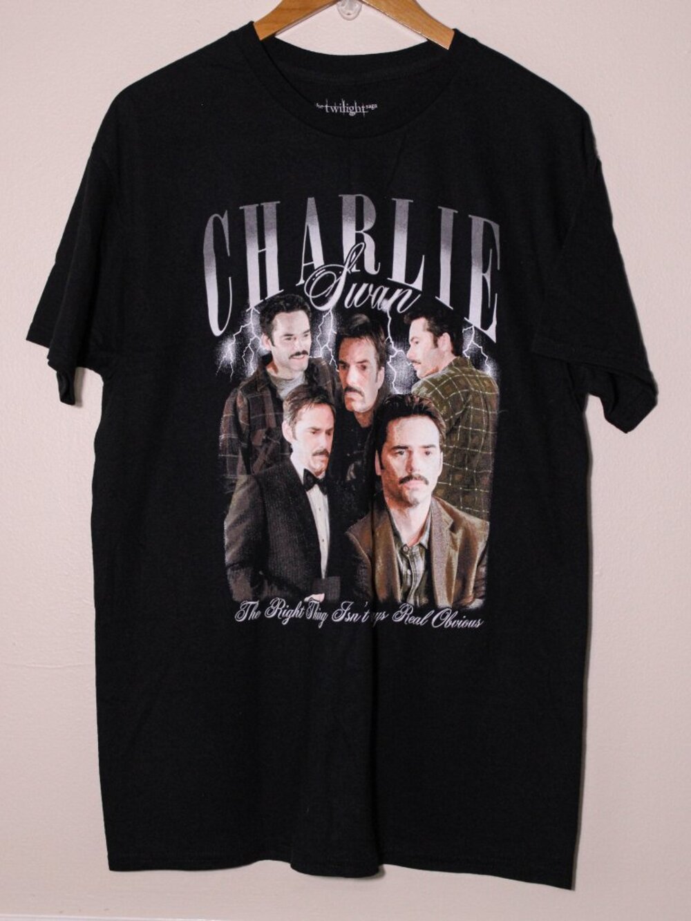 Charlie Swan 'The Right Thing Isn't Always Real Obvious' Twilight Graphic Tee L
